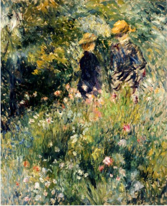 Conversation Dans Une Roseraie 1876 - Pierre Auguste Renoir Painting